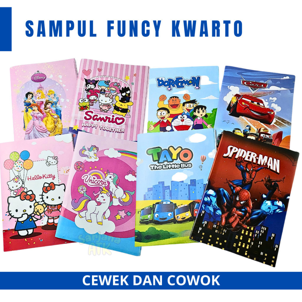 

(20 Lembar) Sampul Buku Tulis Karakter Gambar Lucu Fancy Samak Buku Ukuran Kwarto