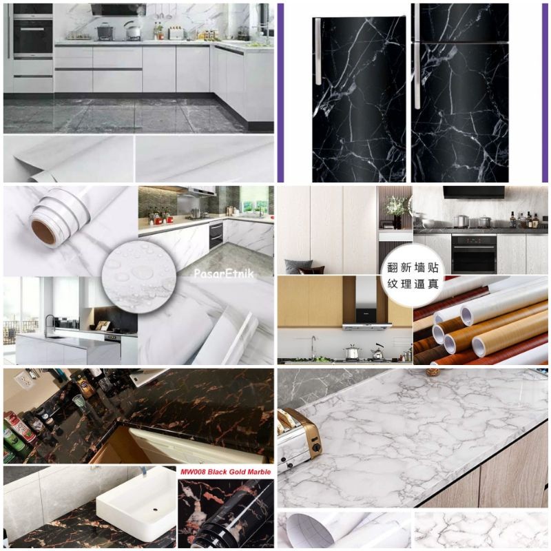 Wallpaper Dapur Anti Minyak Dan Panas Stiker Meja Makan Kayu Kompor Furniture Lemari Kitchen Set Lan