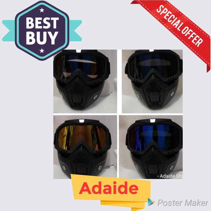 Kacamata google mask/trail/motocross/topeng helm half face - Rainbow Blue     Terlaris