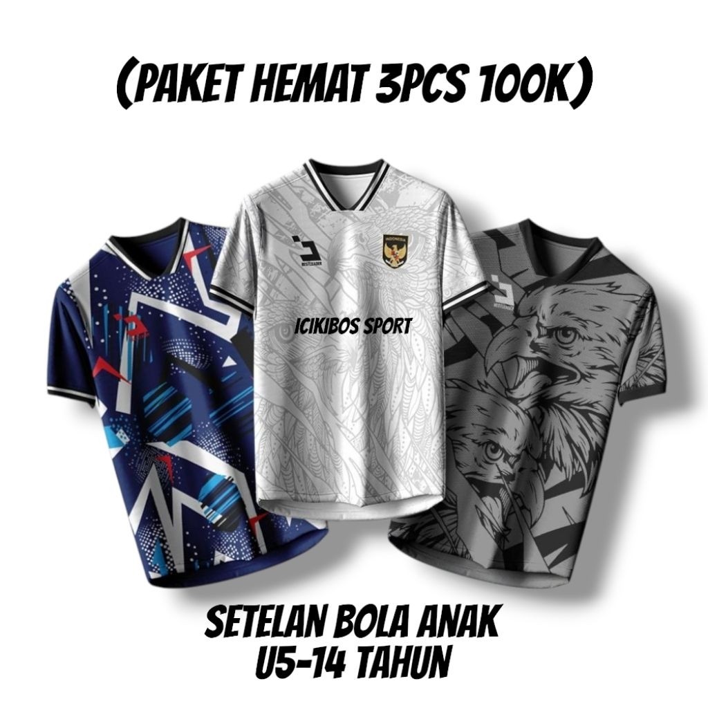 COD(KAOS BOLA ANAK 3/PCS 100K) SETELAN ANAK BAJU BOLA JERSEY ANAK BAJU FUTSAL ANAK BAJU OLAHRAGA ANA