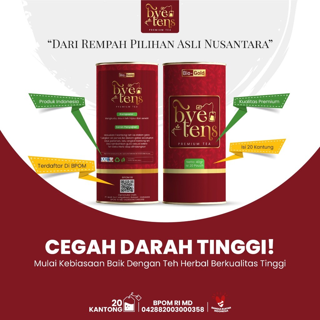 

Bye Tens - Bundling 2 Kaleng Premium Tea Teh Hijau Mengkudu Seledri Obat Hipertensi Kolesterol BPOM