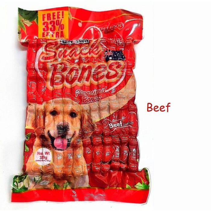 

BR BEST IN SHOW Snack Bones Flavoured 320gr Snack Biskuit / Cemilan Anjing Bentuk Tulang 240gr+80gr Free - BEEF