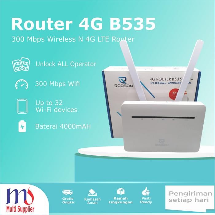 Router B535 PRO+ 4G LTE 300Mbps Unlock FREE Antena Baterai 4000mAh