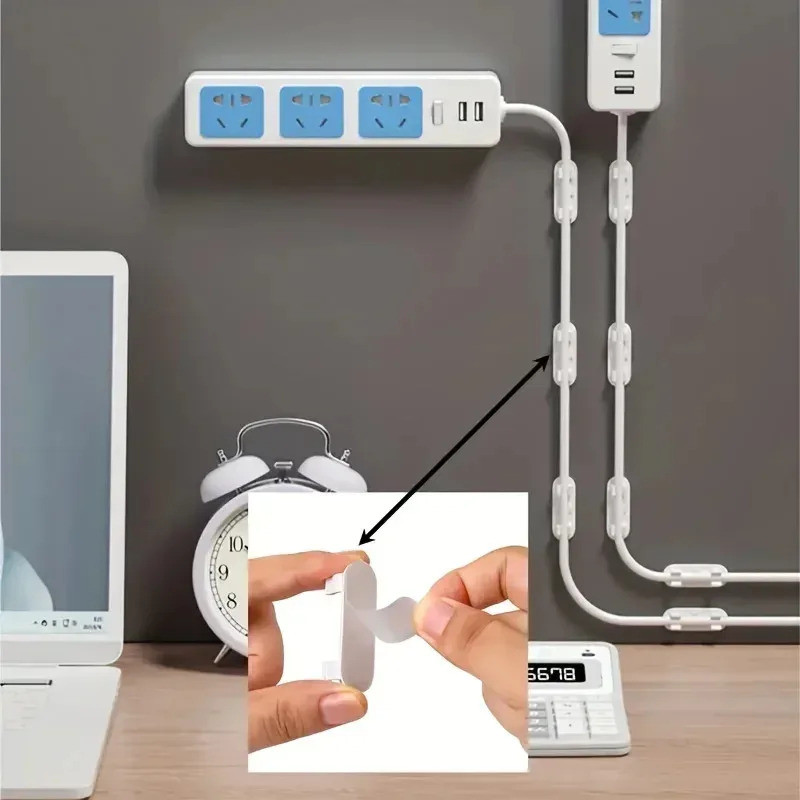 

Adjustable Cable Management Clips Adhesive Sticky Wire Clips Cord Holder For TV PC Cable Under Desk Wall Home Office