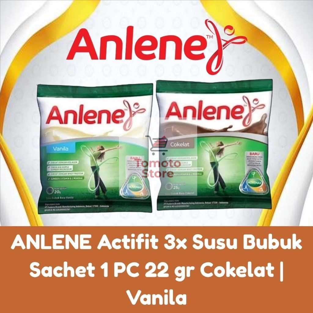 

✨ TOMOTOSTORE ✨ ANLENE Actifit 3x Susu Bubuk Sachet 1 PC 22 gr Cokelat | Vanila