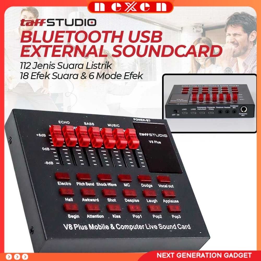 Sound Card Bluetooth USB External Live Mic Headset - V8 Plus