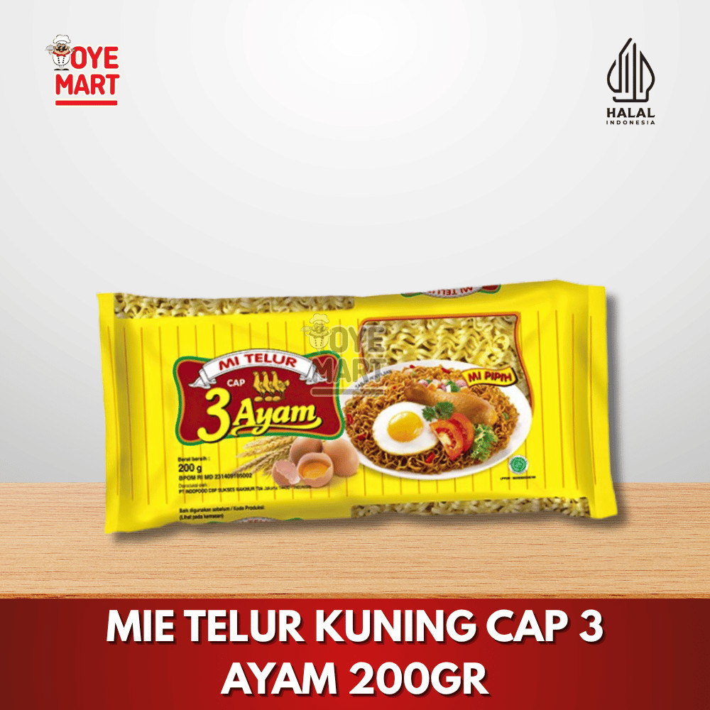 

MIE TELUR KUNING CAP 3 AYAM 200GR MI PIPIH