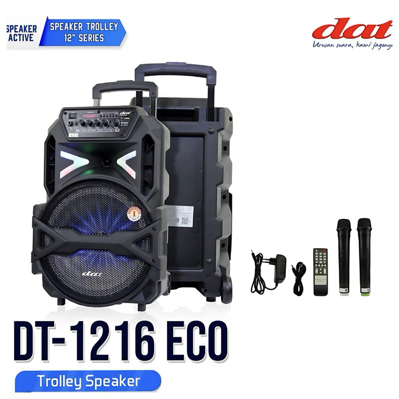 Speaker Aktif 12 Inch DT-1216 ECO DAT 2 mic wireless /Bluetooth Portabel 12 in full bass