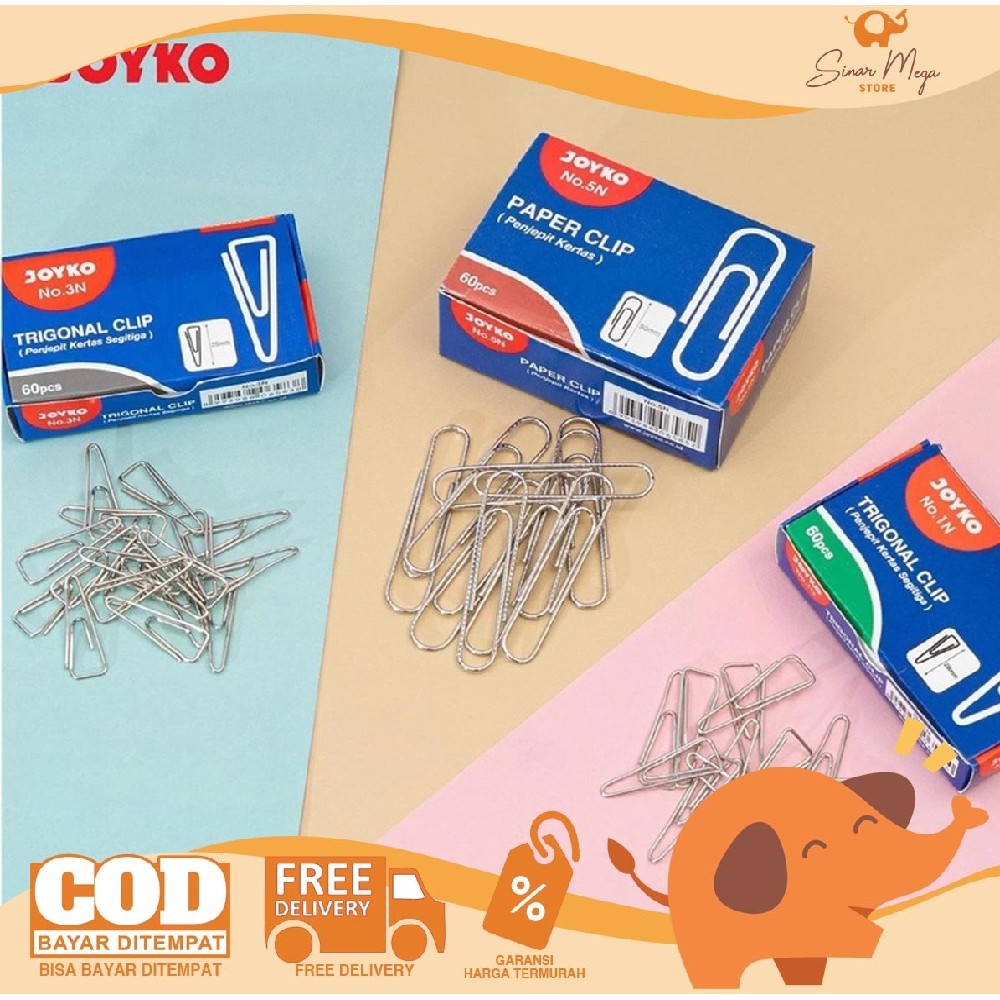 

Joyko Paper Trigonal Clip No 1N/3N/5N Dus Kecil - Klip Penjepit Kertas Silver Isi 60 Murah