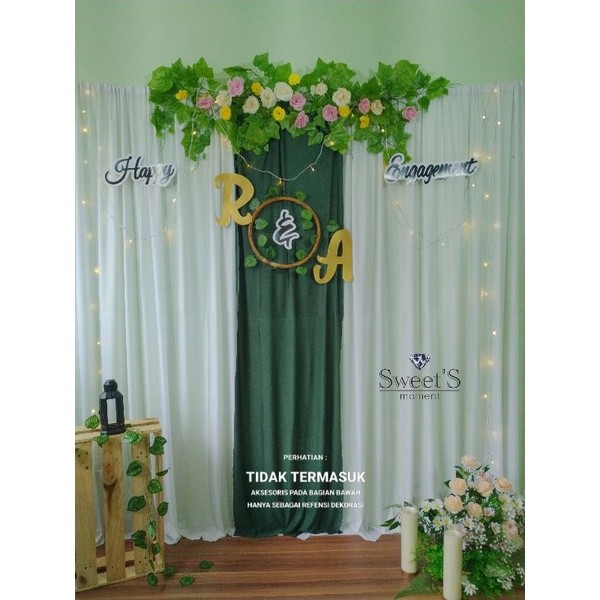 Dekorasi lamaran paket backdrop tunangan wedding akad simple ukuran 2,5 meter