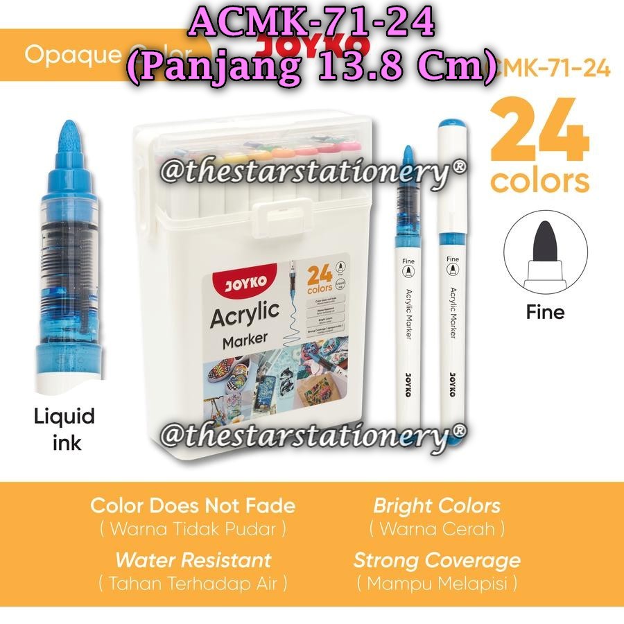 

(1 Set) GROSIR Spidol Acrylic JOYKO ACMK-71-24 24Warna Acrylic Marker Spidol Akrilik ACMK-71 (1 Set)