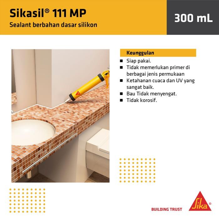 Sikasil 111 Multi Purpose Sealant Silicone Lem Kaca Netral 300ml - Hitam