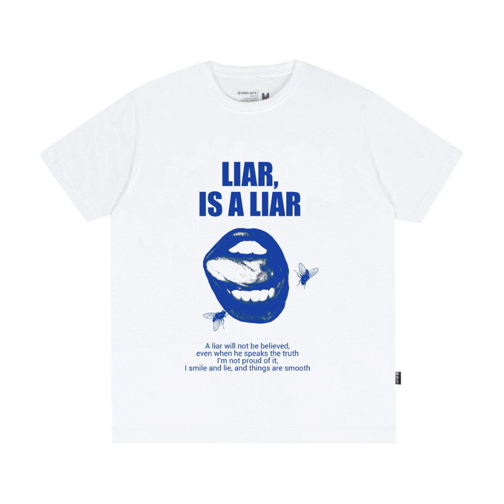 Kaos Dobujack Lislia Putih Motif Tees Pria Leher Kru Kaos Lengan Pendek, Atasan Kasual Bernapas