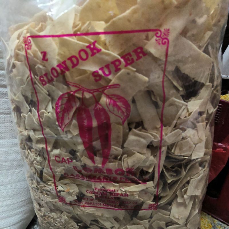 

1Ball Kerupuk Slondok Super Cap Lombok Rasa Manis Pedas Mentah 5 kg