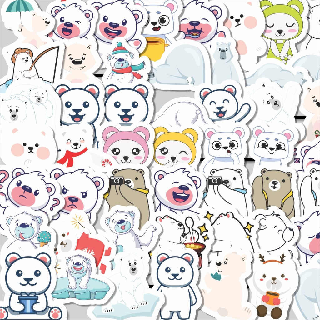 

Stiker Cutting Pack Hewan Beruang Kutub Isi 100Pcs Series Aesthetic Lucu Keren Untuk Koper Bahan Vynil