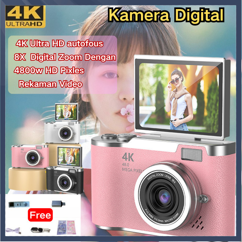【COD】4K Digital Camera 48MP/ Kamera Digital 4K 8X Zoom Mini Kamera  Zoom 8X  Selfie Mini Kamera CCD 