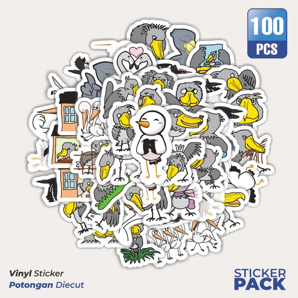 

Stiker Vinyl Sticker Hewan Bangau Waterproof Aesthetic- Untuk Laptop, Motor, dan Helm - Paper Stationery Pack