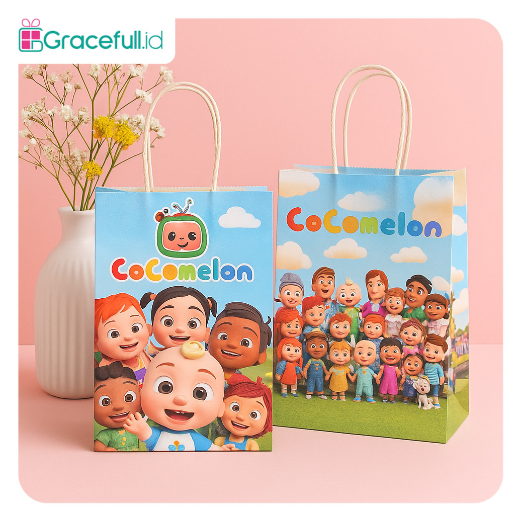 

Paper Bag Birthday Motif Cocomelon / Paper Bag Kertas Hadiah Souvenir Ulang Tahun / Tas Goodie Bag Happy Birthday I AK02K8