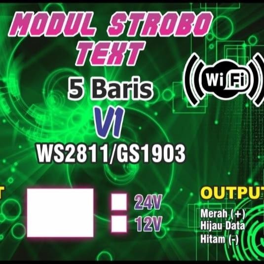 Modul Strobo running text 5 baris v1 12Volt dan 24Volt - 100cm / 20ic, 12VOLT