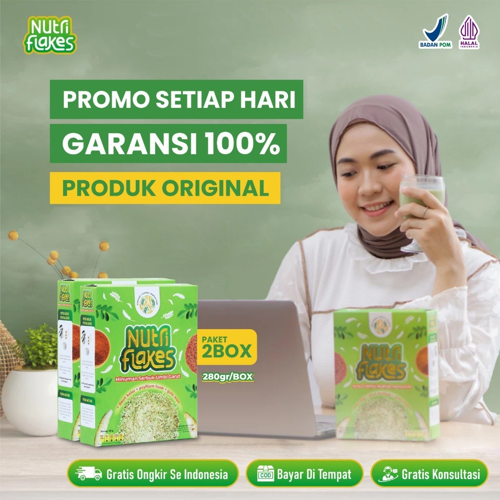 

Nutriflakes 2 Box - Sereal Sehat Umbi Garut Efektif Atasi Permasalahan Asam Lambung, Maag, Gerd, dan Membantu Program Diet