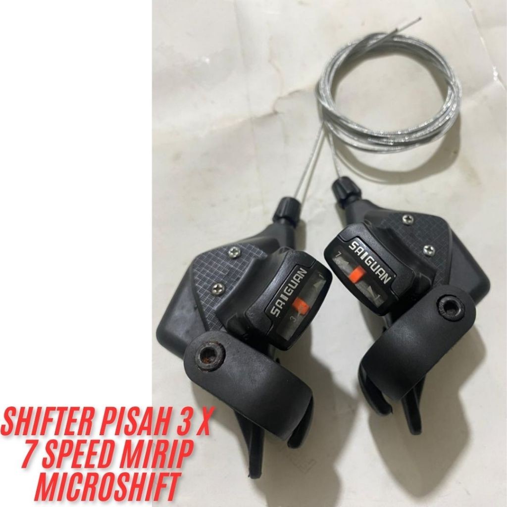SAIGUAN Shifter 3 X 7 Speed Pisah Tanpa Handle Rem Operan GIGI depan Jempol Sepeda MTB Gunung Mirip 