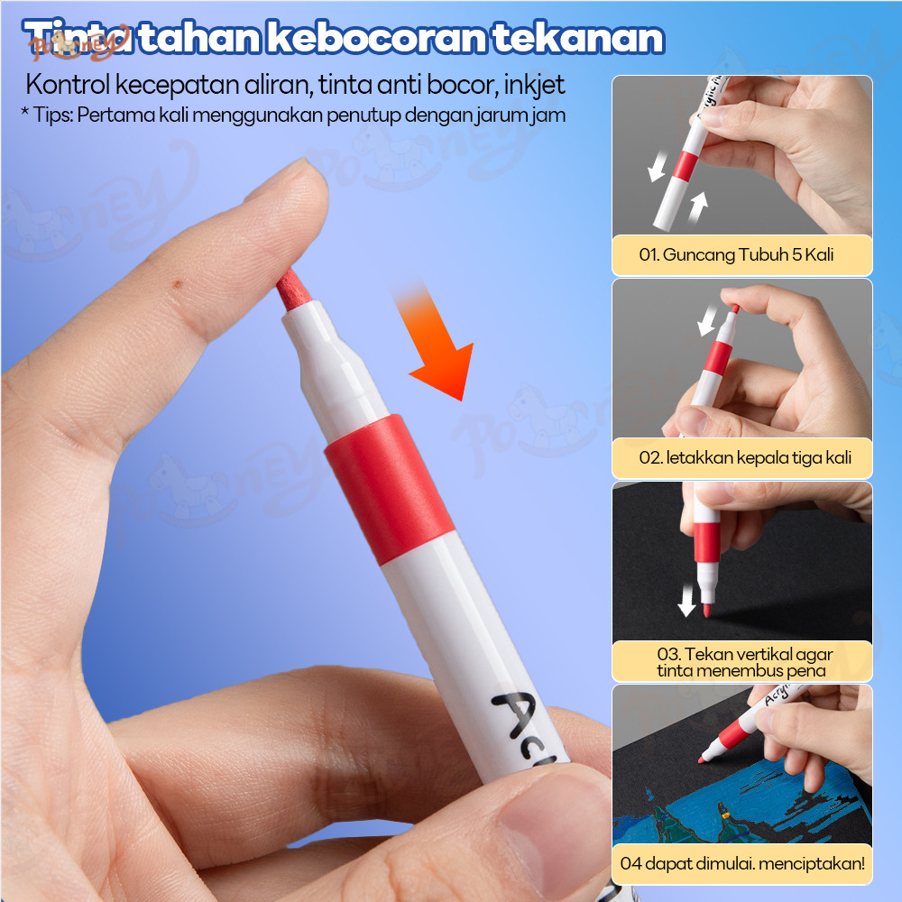 

Ay00! Poney Acrylic Marker Hightune Spidol Pastel Pulpen Set Highlight Drawing