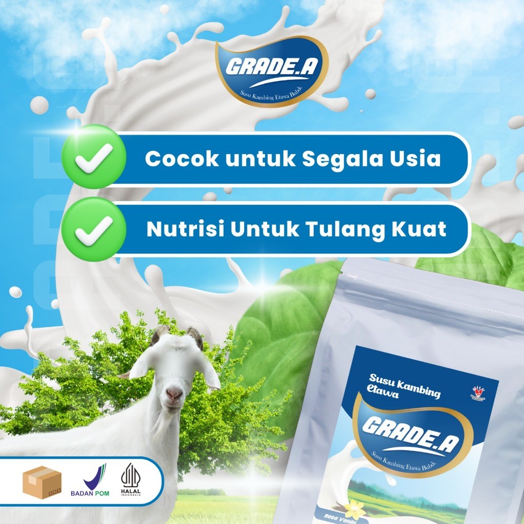

SUSU KAMBING ETAWA BUBUK GRADE A RASA VANILA 1KG 500GR 200GR