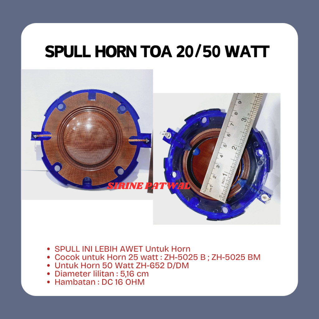 SPULL / Membran HORN TOA 25 Watt 50 Watt ZH-5025 B ZH 5025 BM Membran Spol Awet Diaphragma Speaker C