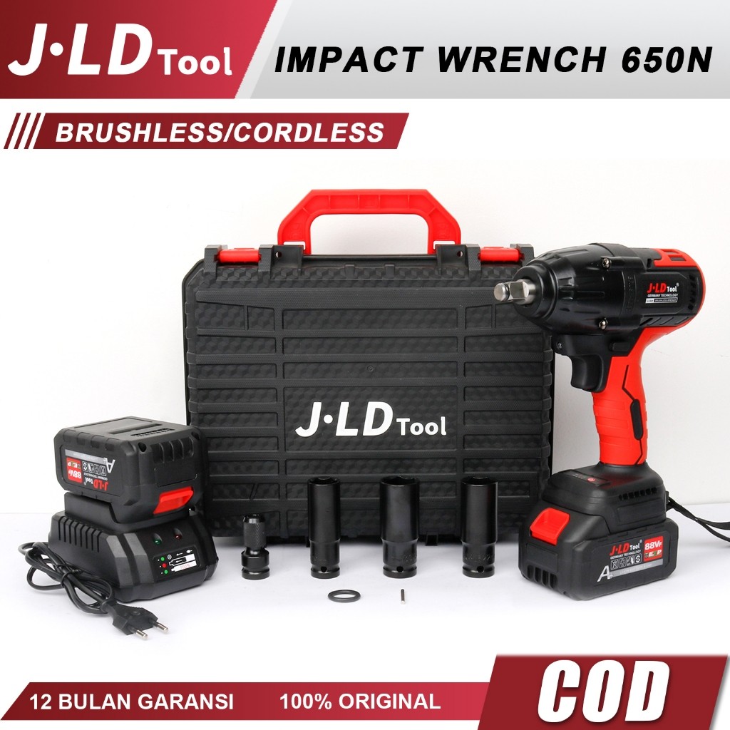 JLD 650N.m Impact Wrench Cordless Torsi Besar Brushless Impact Murah Promo Impek Pembuka Baut Motor 