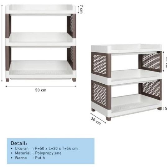 RAK SUSUN PLASTIK RAK SERBAGUNA RAK 4 SUSUN RAK BUKU RAK BAJU RSOB - 3 SUSUN