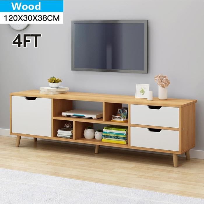 Tv Cabinet/Almari Tv/rak tv kayu /Rak TV/TvConsole/Tv Rack/White Color/Tv Media Storage Cabinet/Kabi
