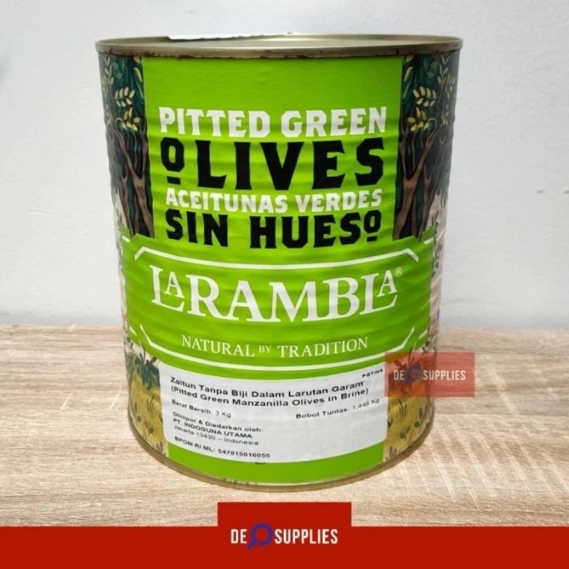 

La Rambla Pitted Green Manzanilla Olives 3kg - Buah Zaitun Olive Hijau