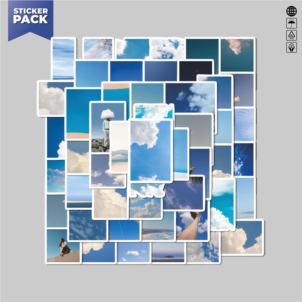 

[100PCS]Stiker Pack Sticker INS Biru Langit Berbintang Aesthetic Vinyl Anti Air Dekorasi Sticker Laptop Buku Journal Koper Helm Casing HP Gitar Helm Skateboard