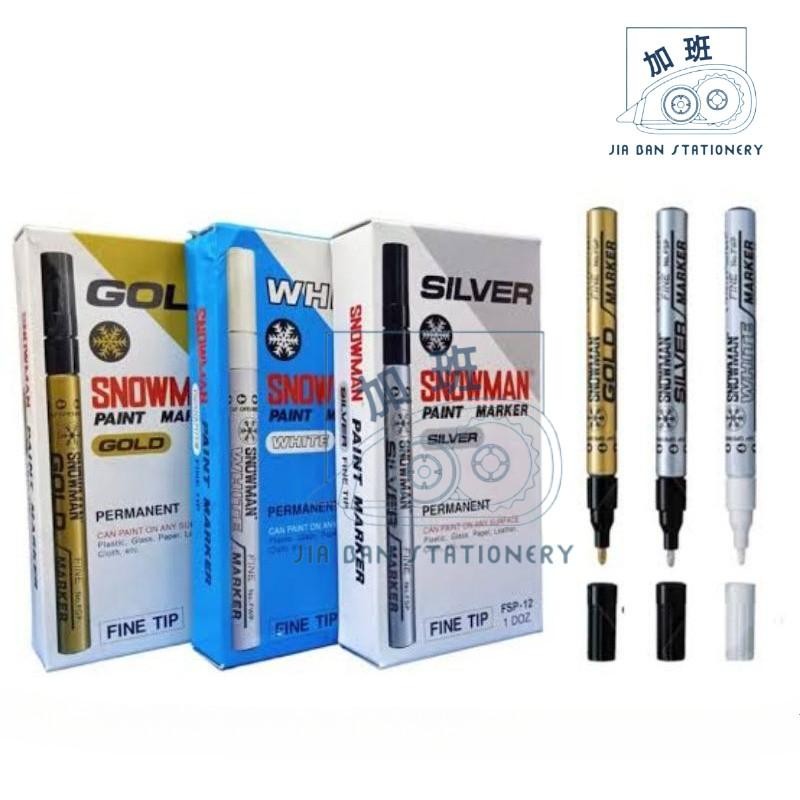 

Spidol Snowman Permanen Paint Marker Putih WP-12 Gold GP-12 Silver SP-12 | JiaBan