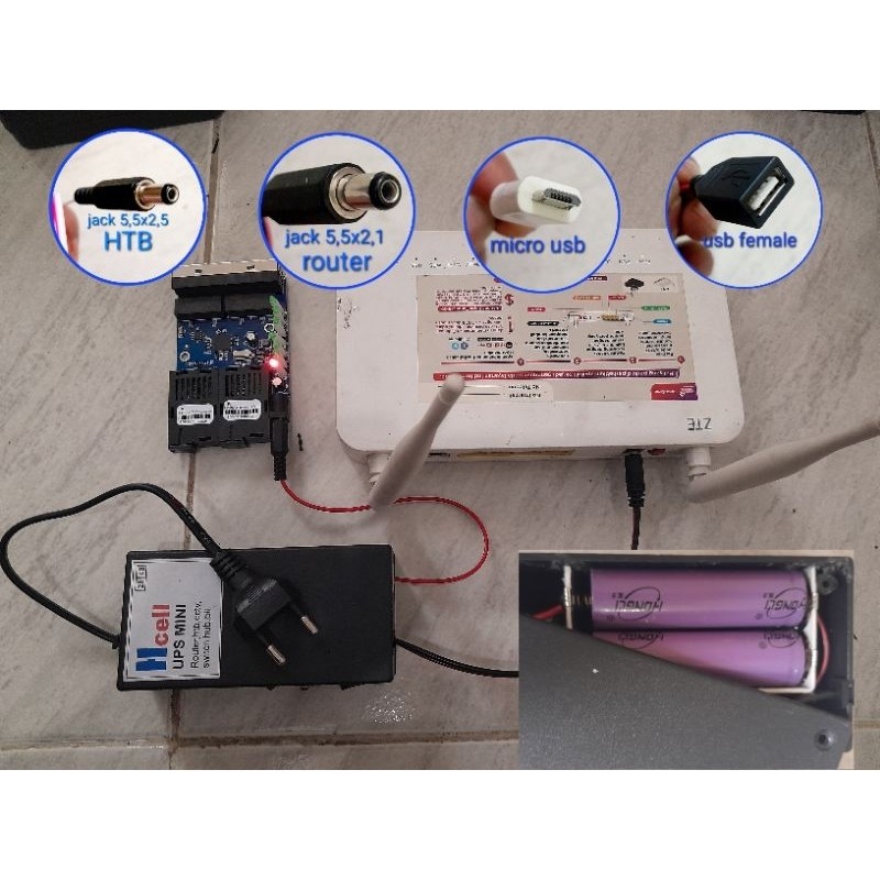 ups mini plus batrai include adaptor out 5v, 9v, 12v untuk cctv,router,media converter htb dllCO