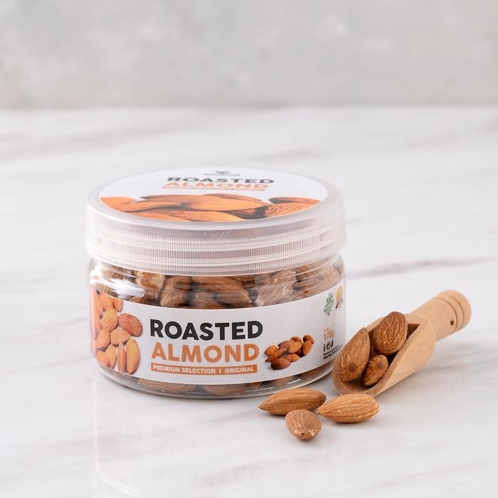 

Kacang Almond Panggang Kupas Premium Organik Roasted Almond Original Natural bakulsaudi - Medium (175g)