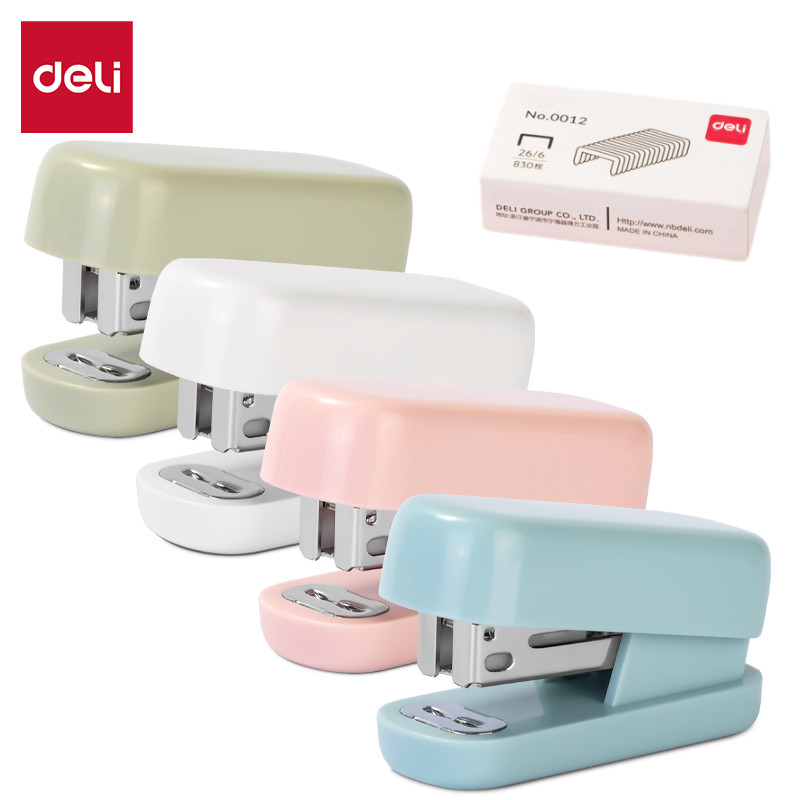 

1Set Deli Mini Stapler Set With 830 Staples Portable 3 Colors For 24/6 26/6 Staples Office School Stationery