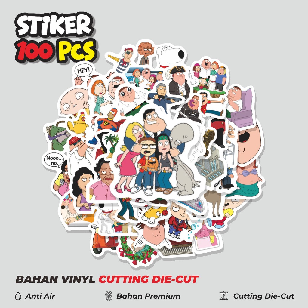

Terbaru! 50 pcs Sticker Kartun Family Guy Sticker Dekorasi Lucu Kreatif untuk Notebook, Skateboard, HP