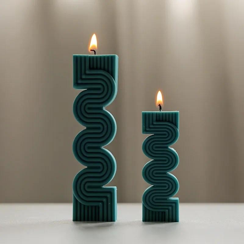 

S-shaped Aromatherapy Candle Silicone Mold Wave Striped Candle Gypsum Resin Mould DIY Candle Making Mold Home Decoration