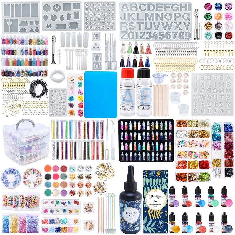 

All in One Silicone Molds Starter Kit with 1:1 Clear Epoxy Resin for Office Home Decor Art Craft DIY Jewelry Making Supplies