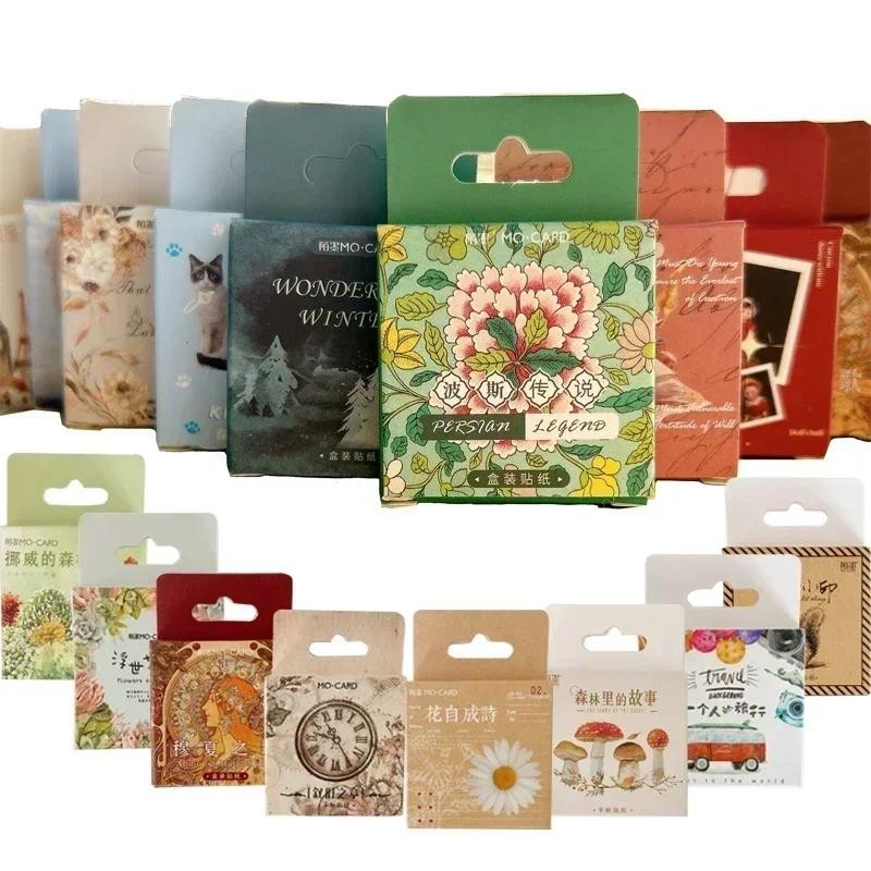 

45/46Pcs Box Stickers Kawaii Mini Animals Flowers variety styles Diary Handmade Paper Label Seal DIY Decorative Stationery 4CM