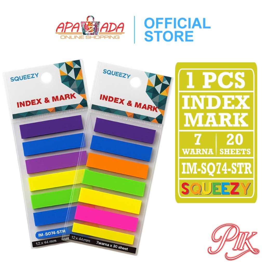 

Index Mark Warna Strip 140 Lembar / Penanda Bahan Plastik Squeezy 7 Warna IM-SQ74-STR