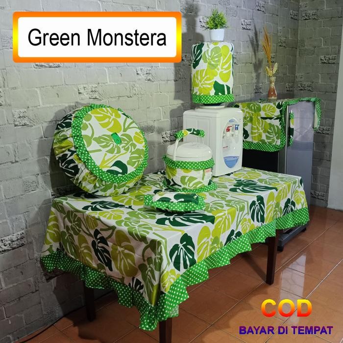 (COD) Paket Kitchen Satu 1 Set Isi 8 Pcs Taplak Alas Meja Makan Prasmanan Sarung Cover Galon Kulkas 
