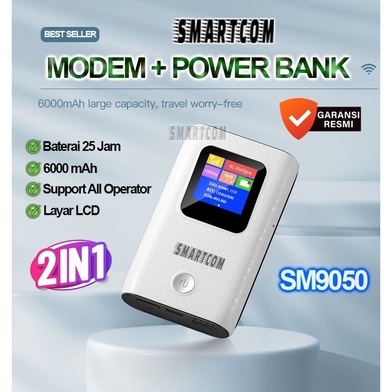 SMARTCOM ~ Modem Wifi 4G LTE with Power Bank SM9050 PRO 6000mAh