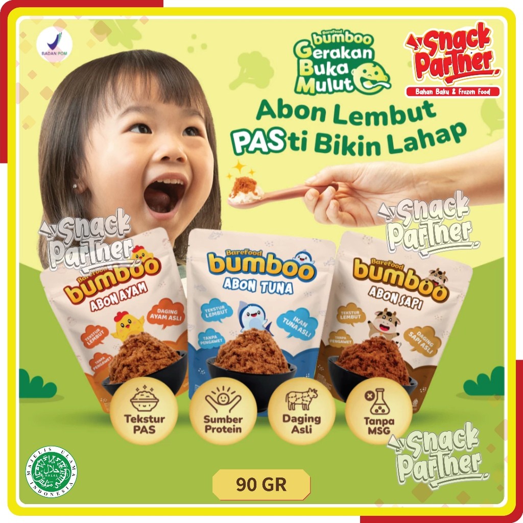 

BUMBOO Abon Asli 90 GR by BAREFOOD - Ayam Sapi Tuna - Tekstur Lembut MPASI Si Kecil - Sumber Protein Tanpa MSG Tanpa Pengawet