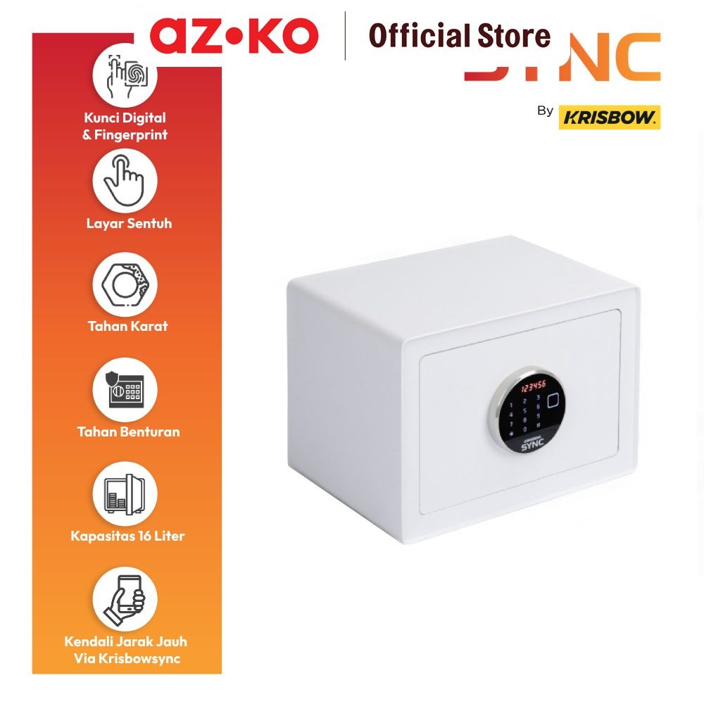 AZKO Krisbow Sync 35X25X25 cm Smart Brankas Besi Layar Sentuh F2401S Safe Box Deposit Kotak Penyimpa