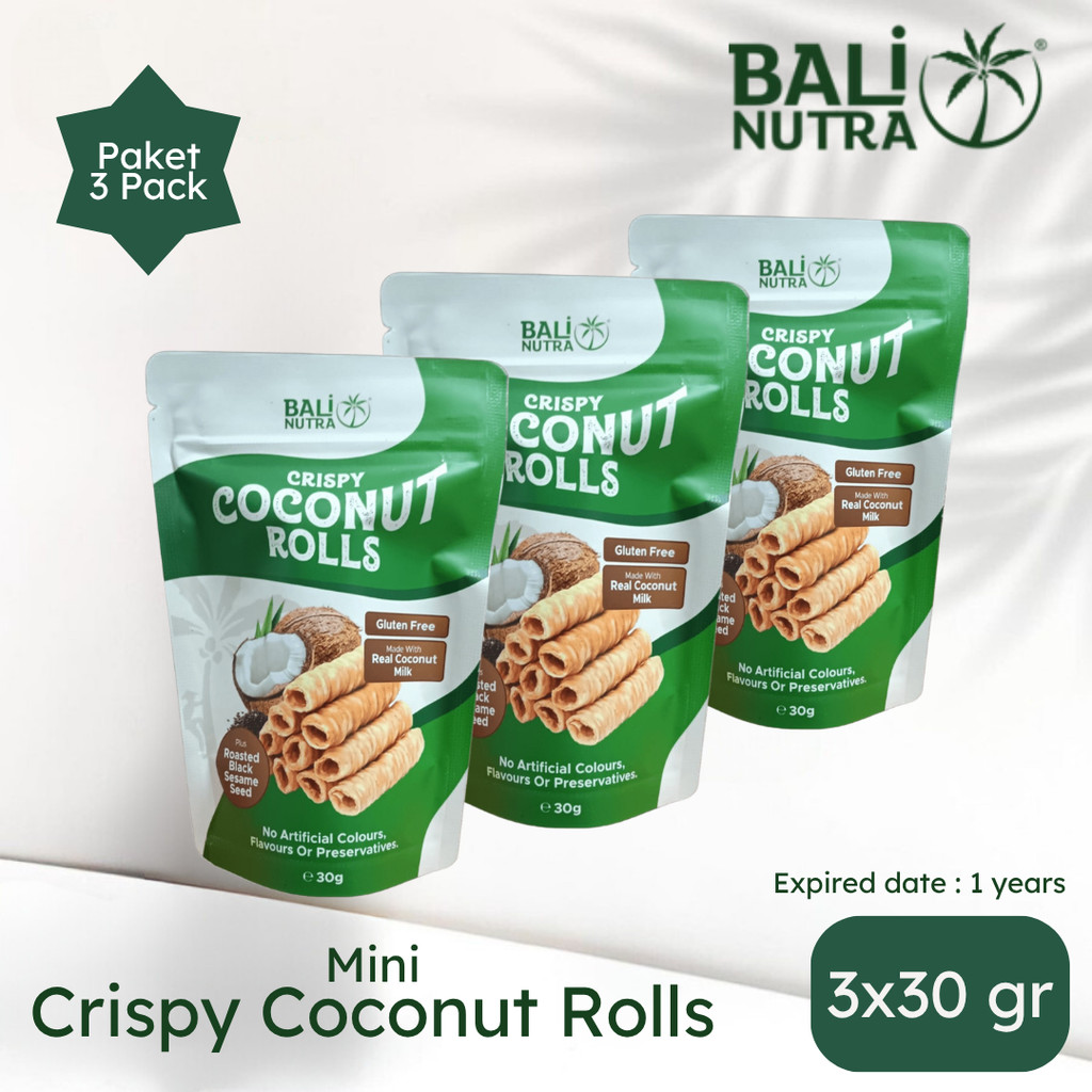 

PAKET HEMAT 3 : BALI NUTRA Coconut Rolls Crispy 3x30gr - Snack Gluten Free