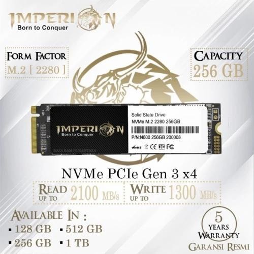 SSD NVME M.2 256GB IMPERION 2280 SSD NVMe M.2 PCIe Gen3 GARANSI RESMI
