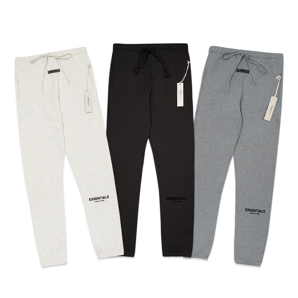 FOG Essentials Black Velvet Text Jogger Pants