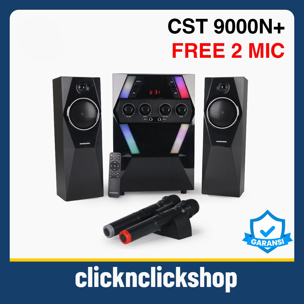 Speaker SIMBADDA CST 9000N+ Bluetooth 2.1 FREE 2 MIC Multimedia RGB Desktop Subwoofer Wireless Karao
